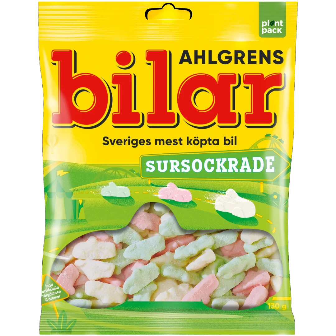 Ahlgrens Bilar Sursockrade (Sour Fruity Foam Cars) (Swedish) - 3.5oz (100g)