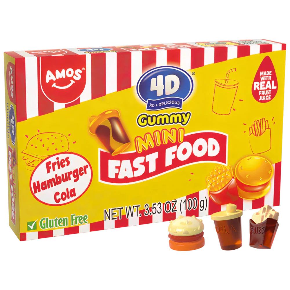 Amos 4d Fruit Gummy Mini Fast Food Theater Box - 3.53oz (100g)