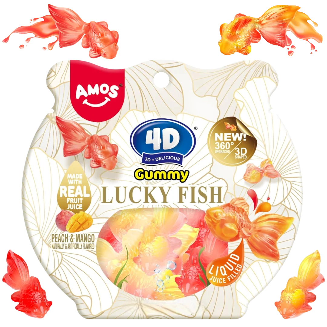 Amos 4D Gummy Liquid Filled Lucky Fish - 3.95oz (112g)