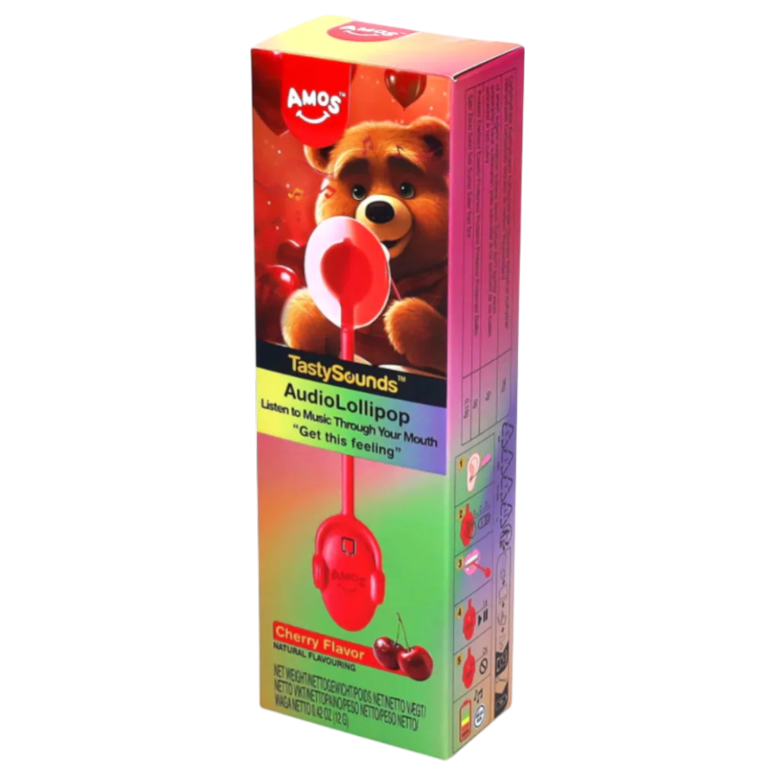 Amos Tasty Sounds Lollipop Get this Feeling Cherry Flavour - 0.42oz (12g)