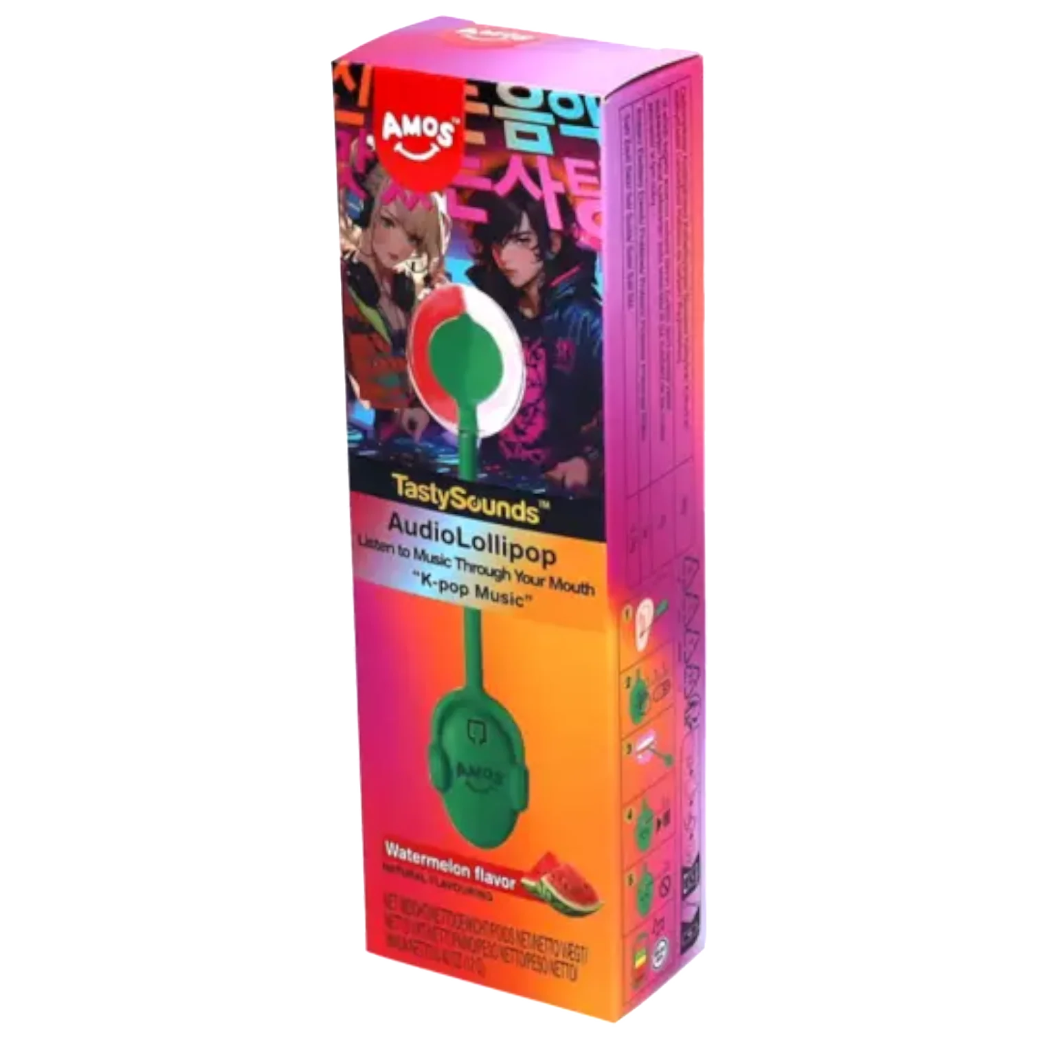Amos Tasty Sounds Lollipop K-Pop Watermelon Flavour - 0.42oz (12g)