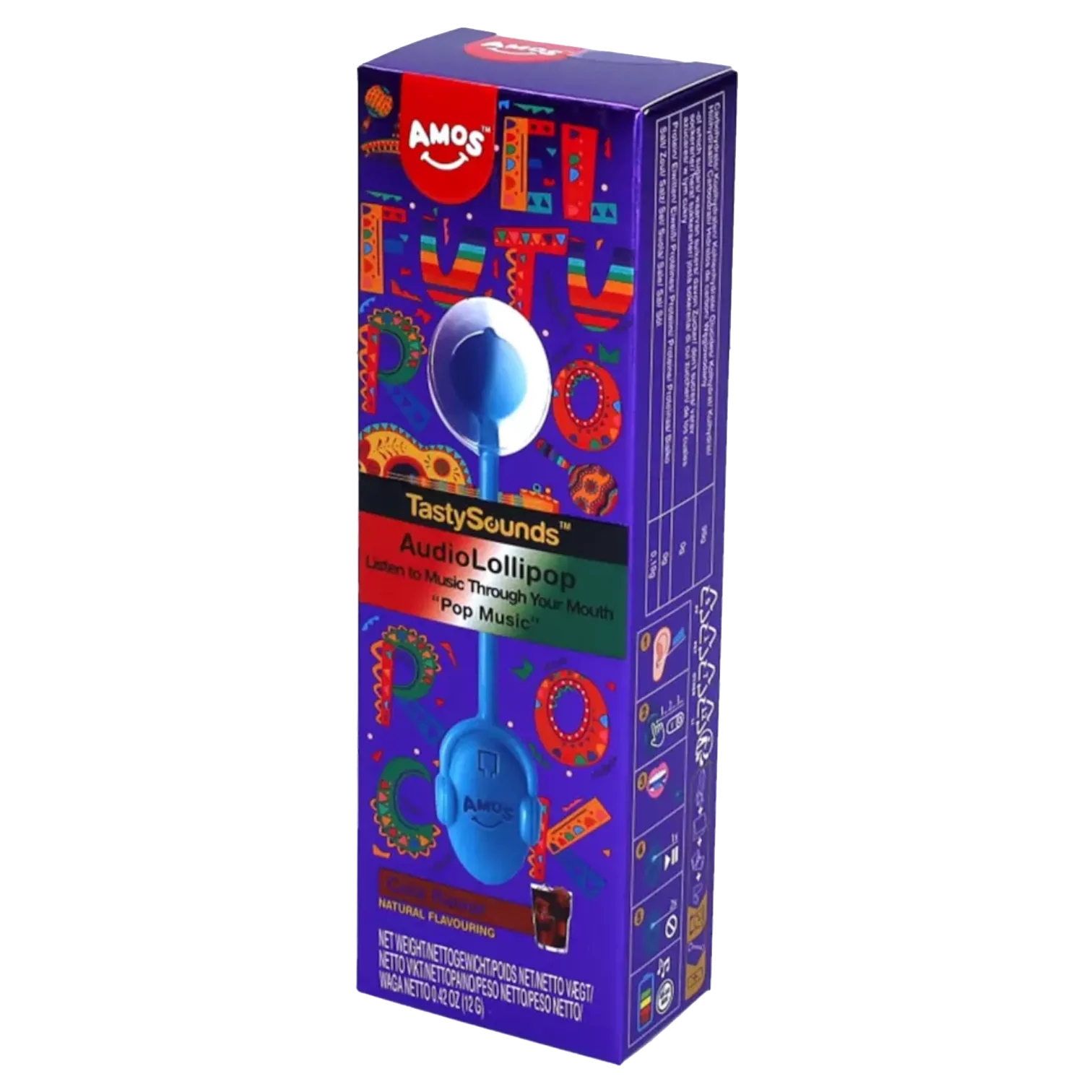 Amos Tasty Sounds Lollipop Pop Music Cola Flavour - 0.42oz (12g)