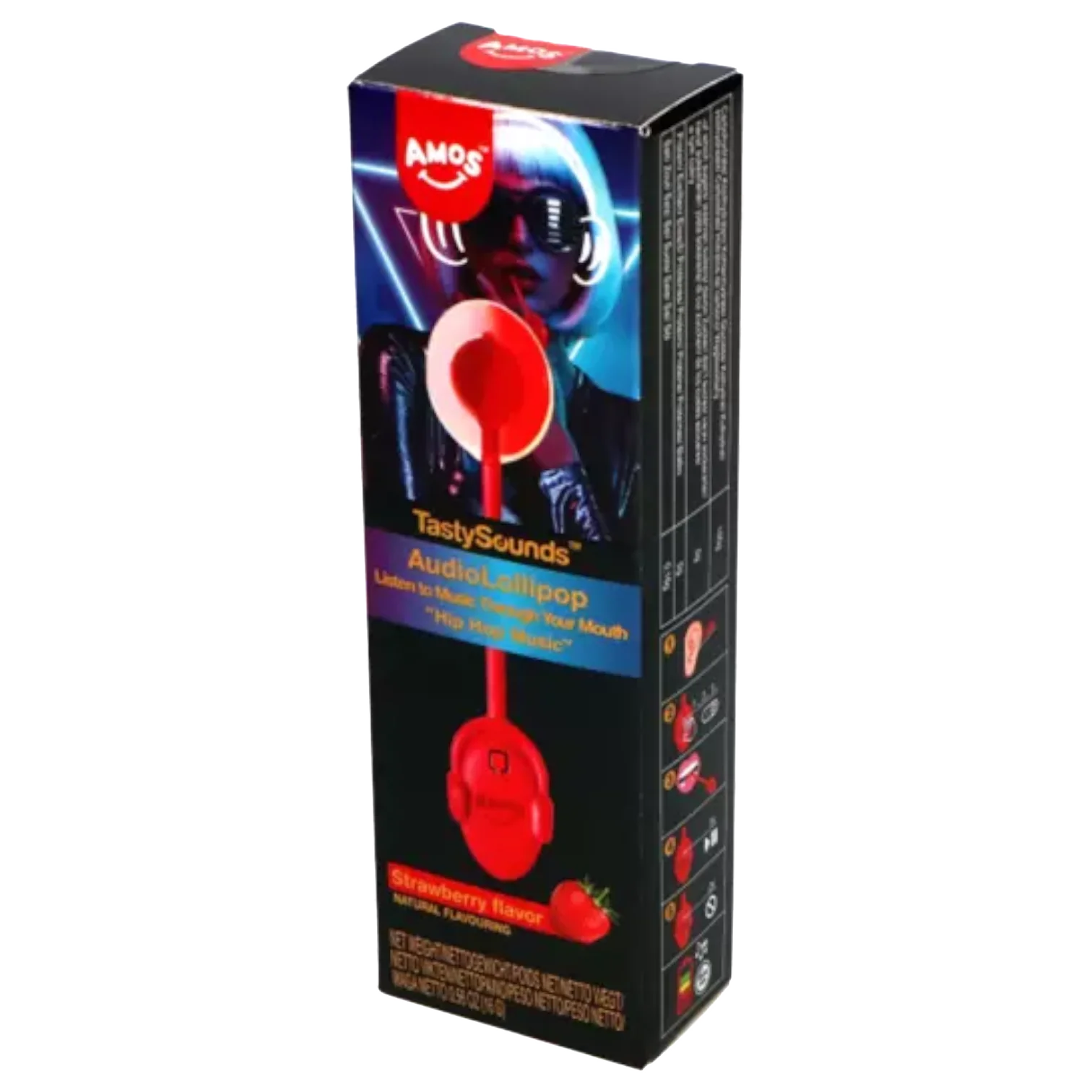 Amos Tasty Sounds XL Lollipop Hip Hop Strawberry Flavour - 0.56oz (16g)