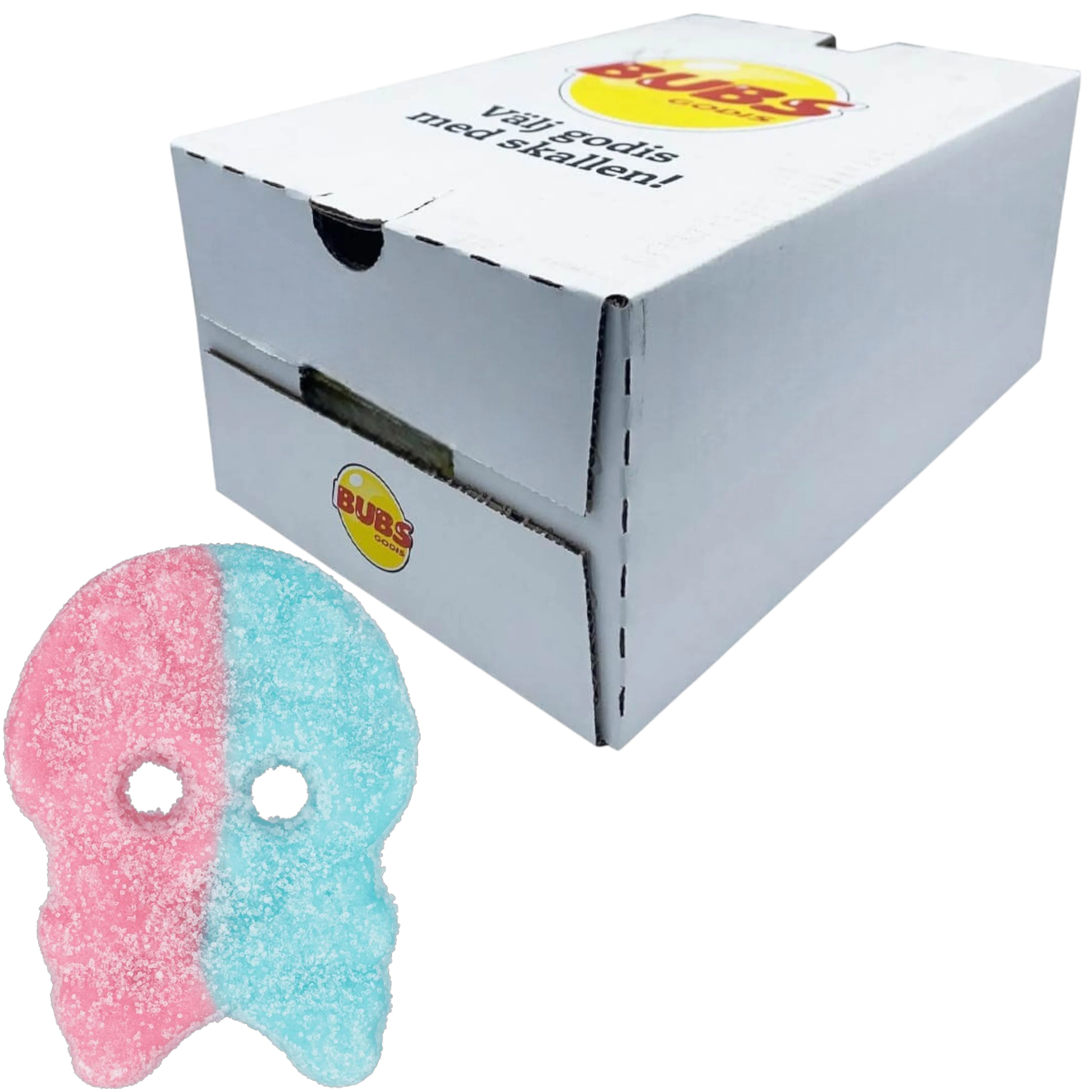BUBS Sour Dizzy Bubblegum Foam Skulls Full Box - 5.7lbs (2.6kg)