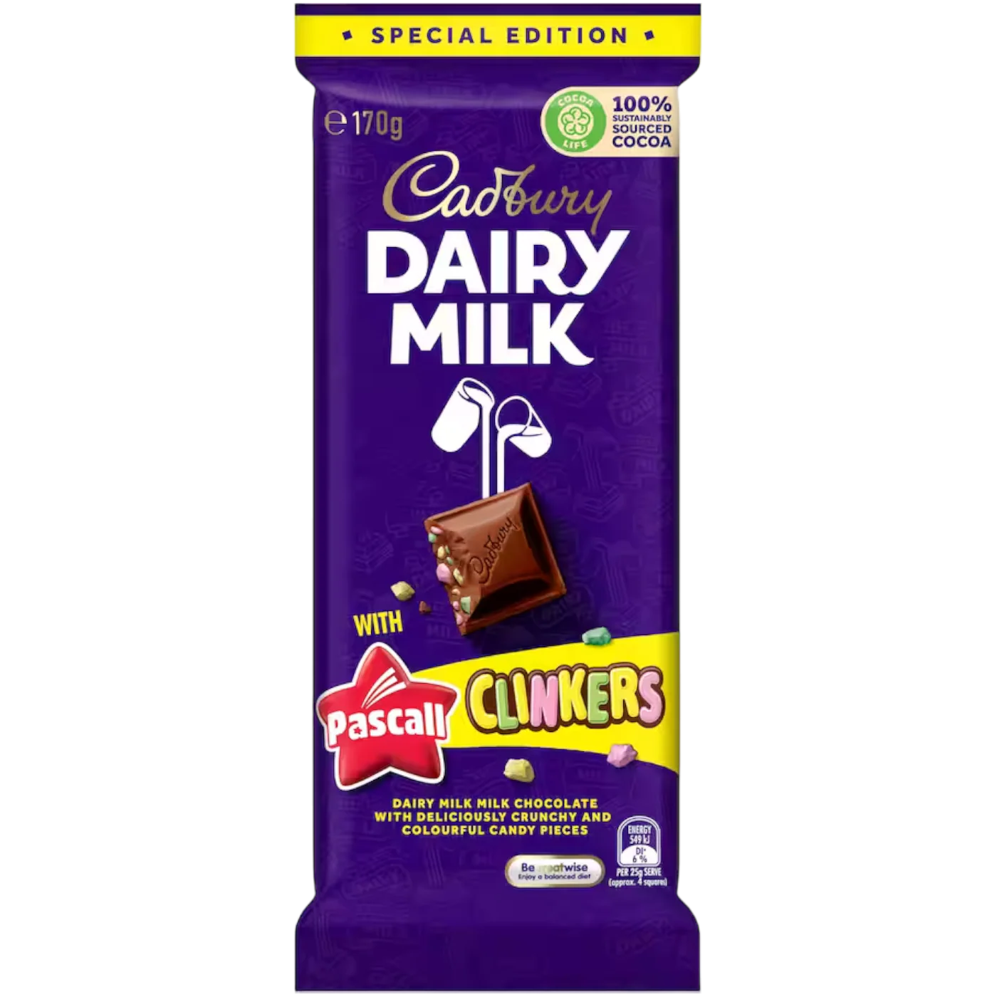Cadbury Dairy Milk with Pascall Clinkers Chocolate Block - 6oz (170g)
