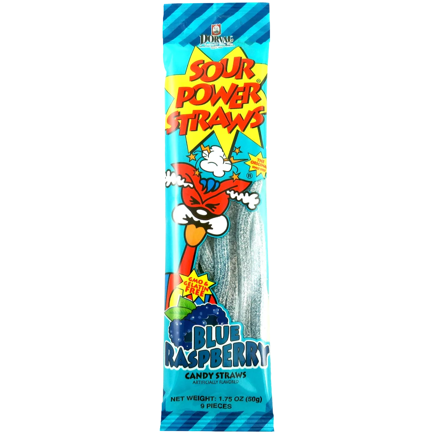 Dorval Sour Power Straws Blue Raspberry - 1.75oz (50g)