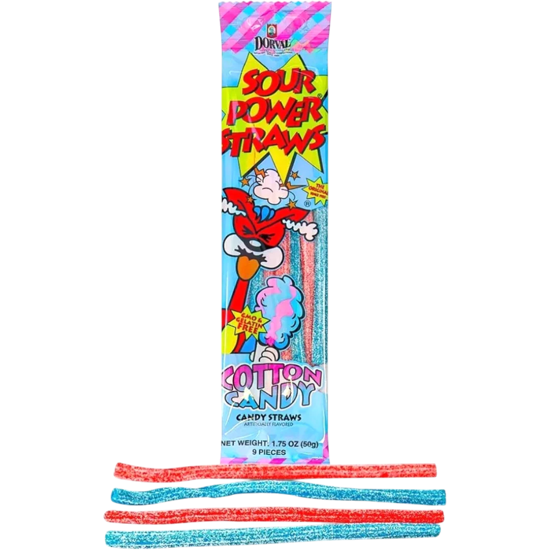 Dorval Sour Power Straws Cotton Candy - 1.75oz (50g)