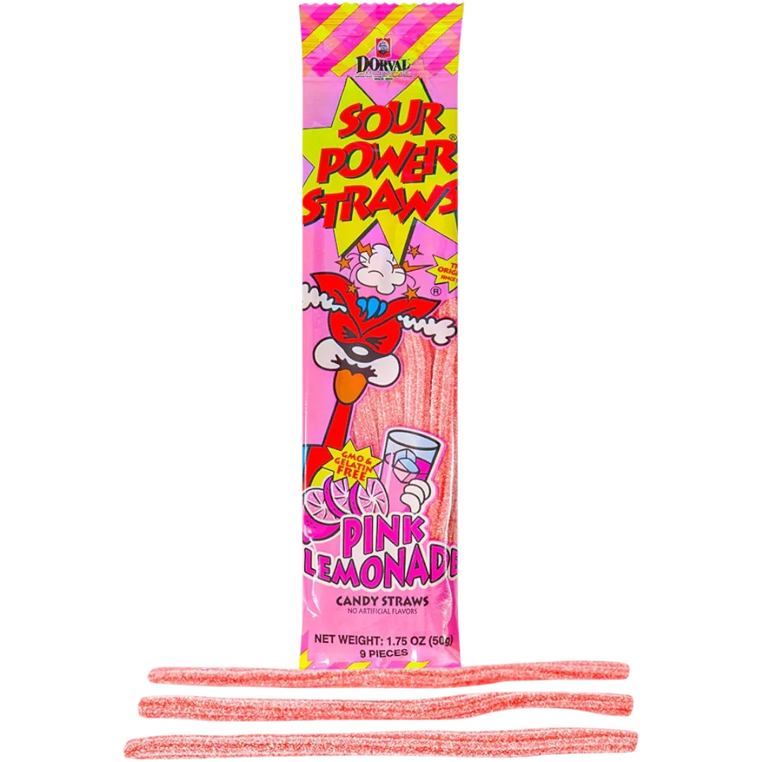 Dorval Sour Power Straws Pink Lemonade - 1.75oz (50g)