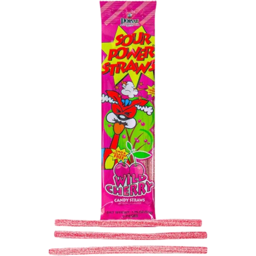 Dorval Sour Power Straws Wild Cherry - 1.75oz (50g)