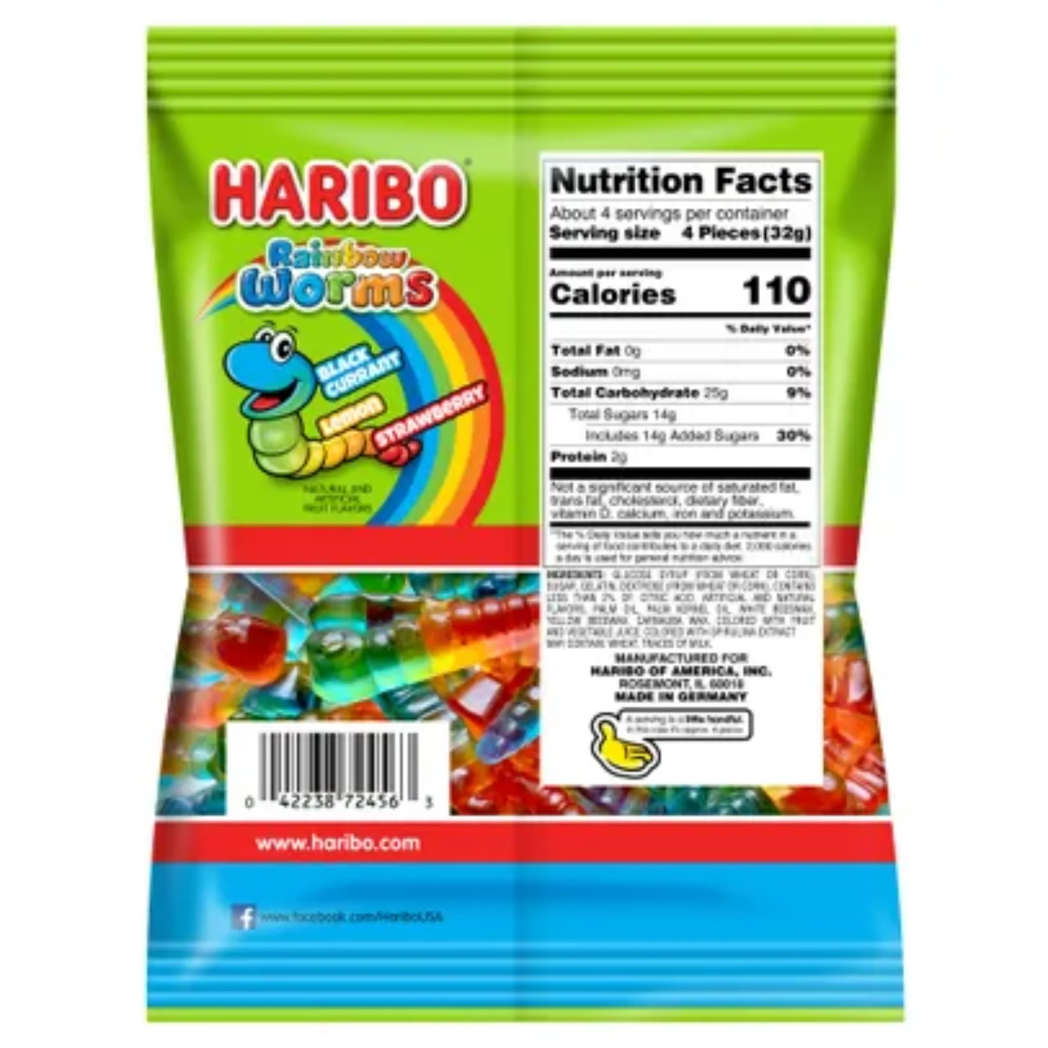 Haribo Rainbow Worms Peg Bag - 5oz (142g) - Image 2