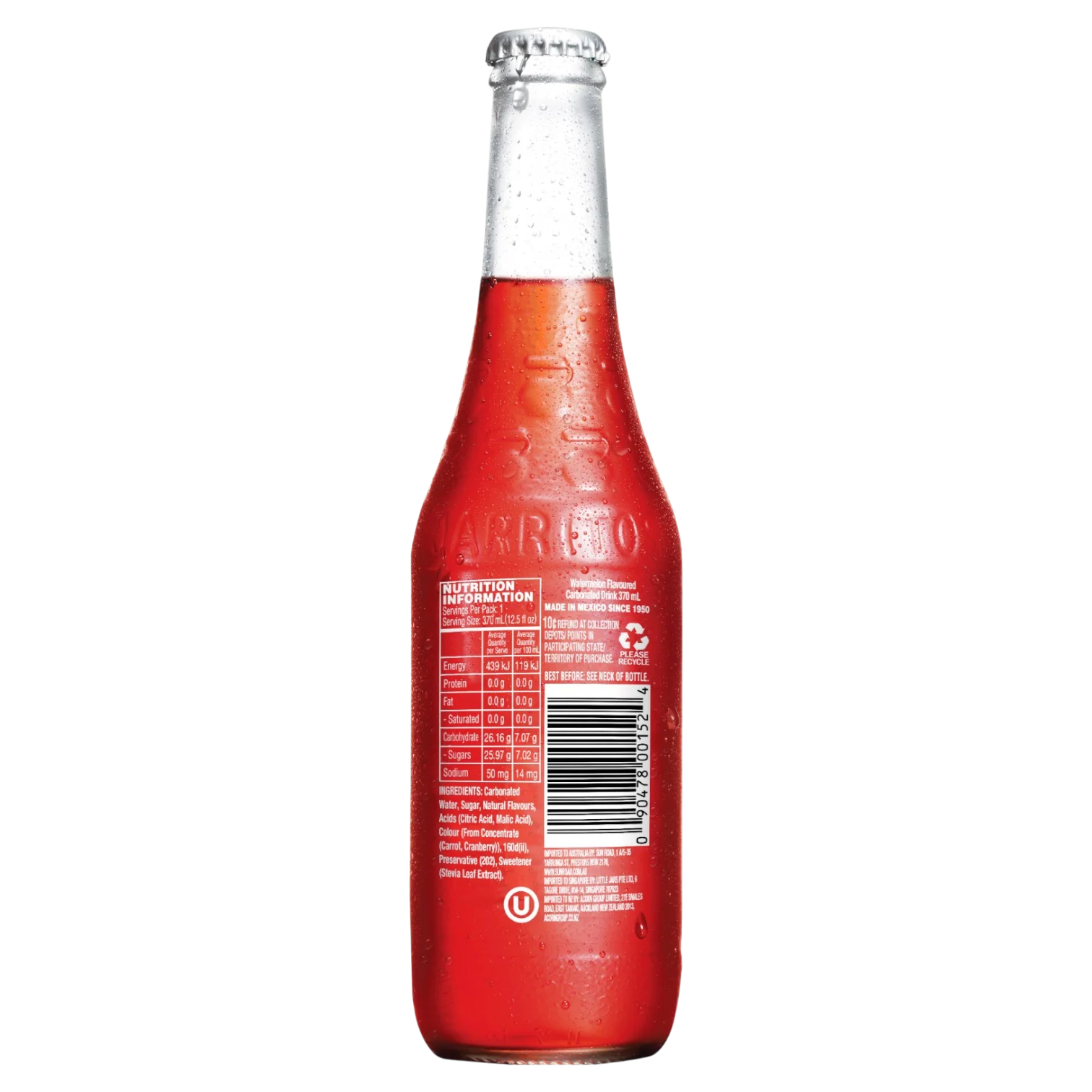 Jarritos Watermelon Soda - 12.5fl.oz (370ml) - Image 2