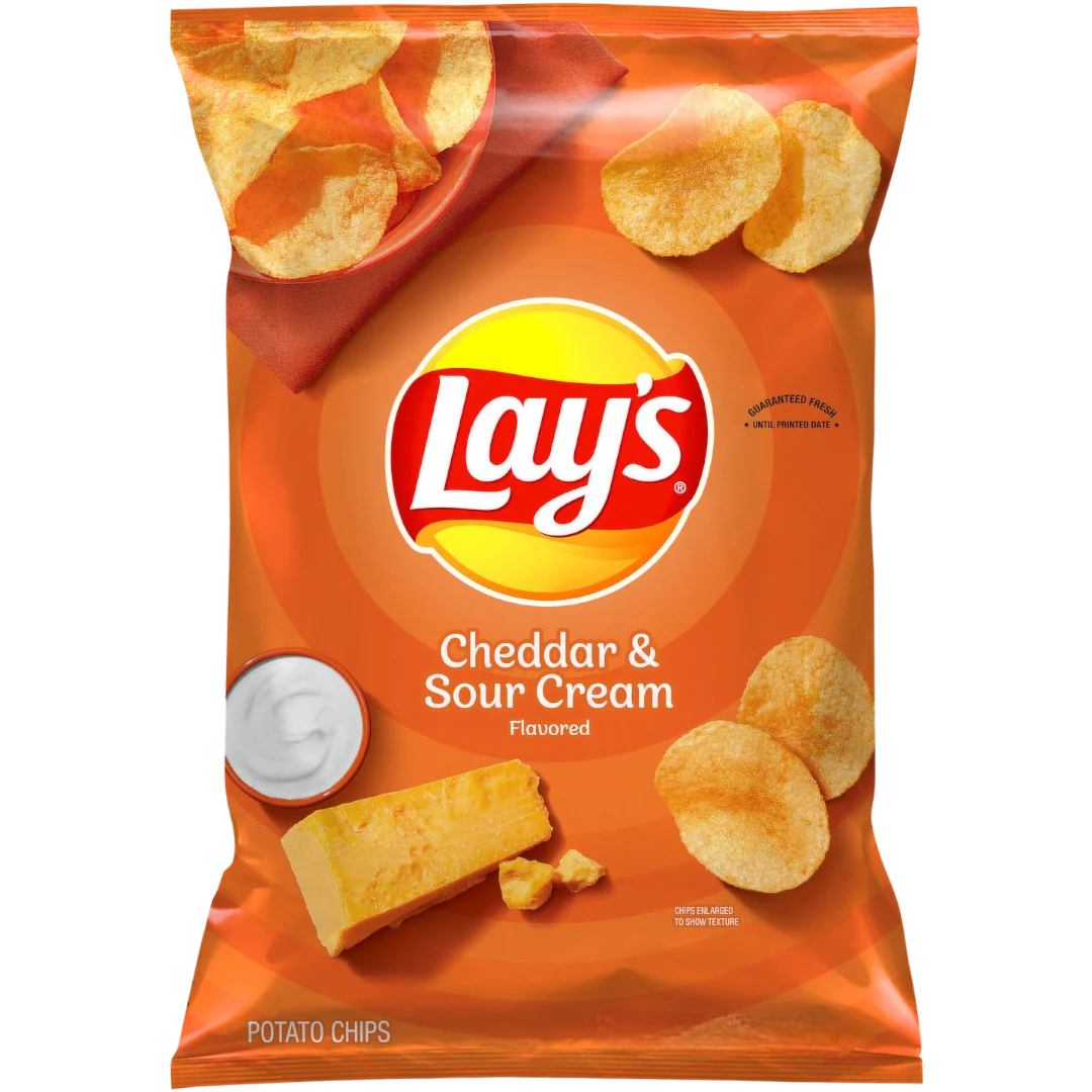 Lay's Cheddar & Sour Cream Flavoured Potato Crisps Share Bag - 6.5oz (184g)