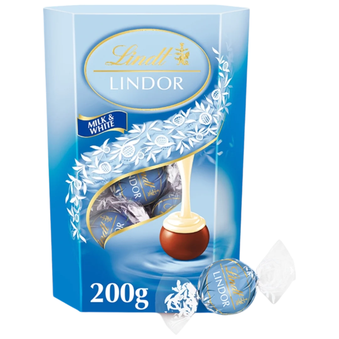 Lindt Lindor Milk & White Chocolate Truffles Box - 7.05oz (200g)