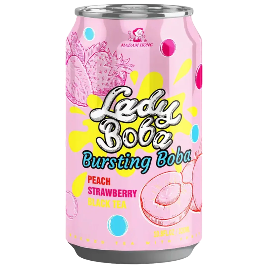 Madam Hong Lady Boba Peach & Strawberry Black Tea Bubble Tea - 10.8fl.oz (320ml)