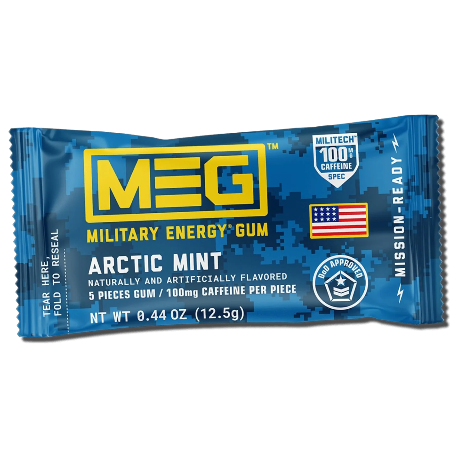 Military Energy Caffeine Gum Arctic Mint Pouch - 0.44oz (12.5g)
