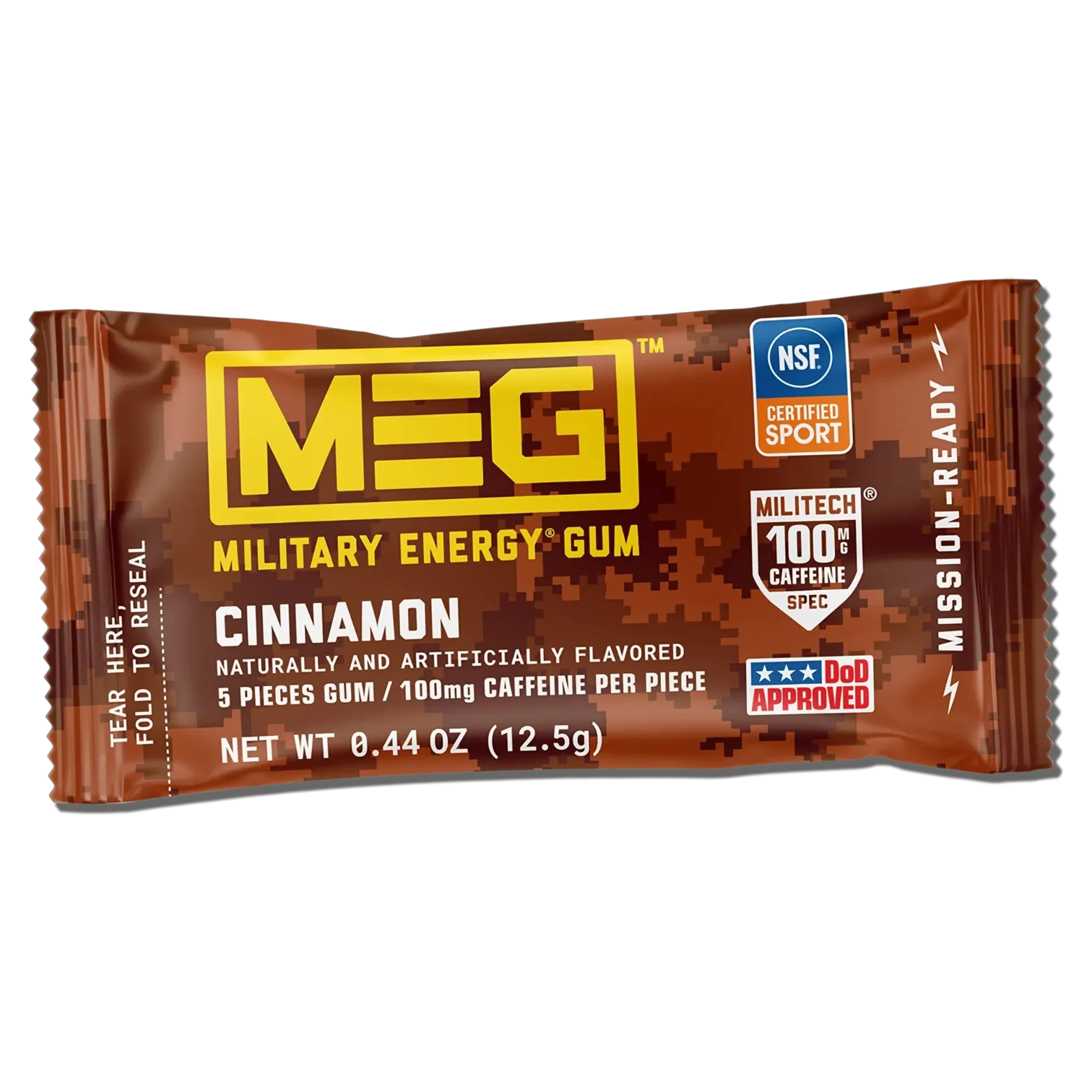 Military Energy Caffeine Gum Cinnamon Pouch - 0.44oz (12.5g)