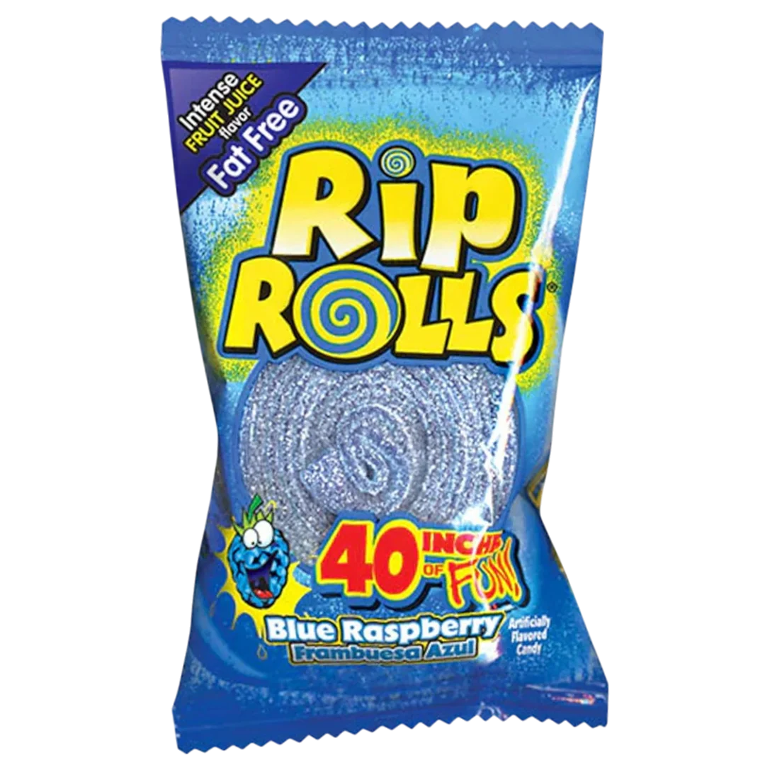 Rip Rolls Fizzy Blue Raspberry Belt Roll - 1.4oz (40g)