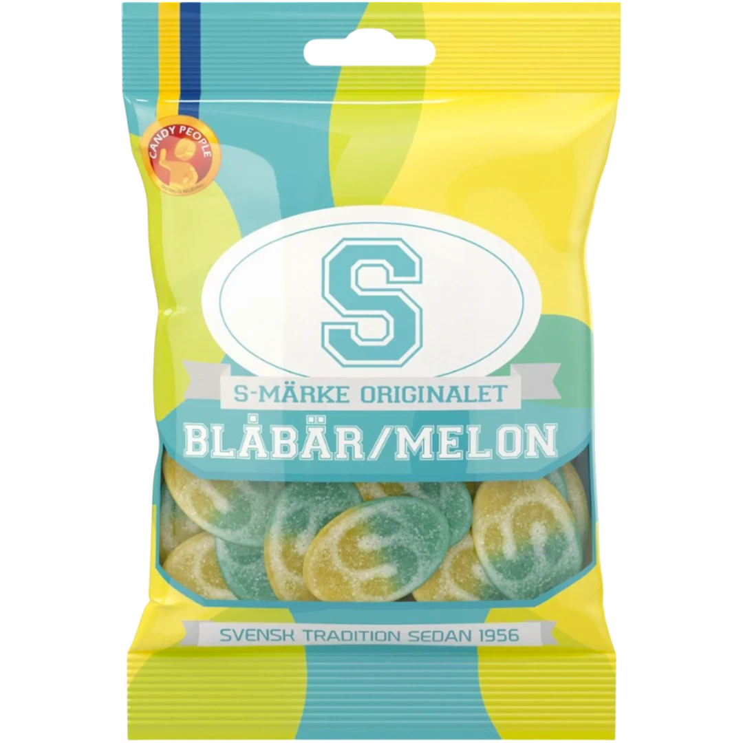 S-Märke Blåbär/Melon (Sour Blueberry & Melon Ovals) Peg Bag (Sweden) - 2.82oz (80g)