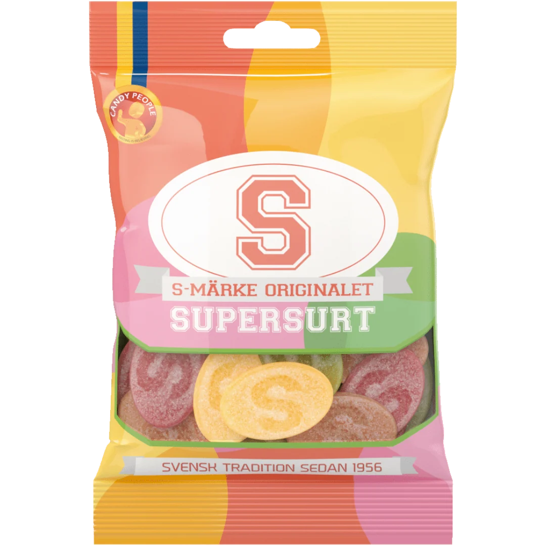 S-Märke Supersurt (Super Sour Ovals) Peg Bag (Sweden) - 2.82oz (80g)
