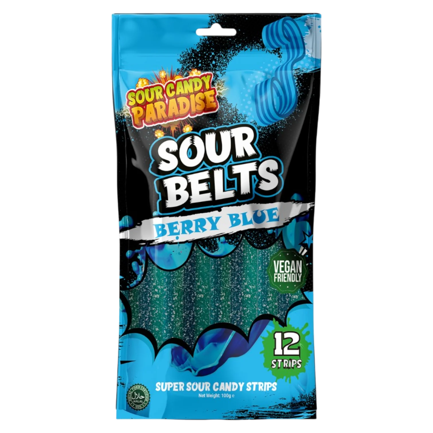 Sour Candy Paradise Sour Belts Berry Blue - 3.5oz (100g)