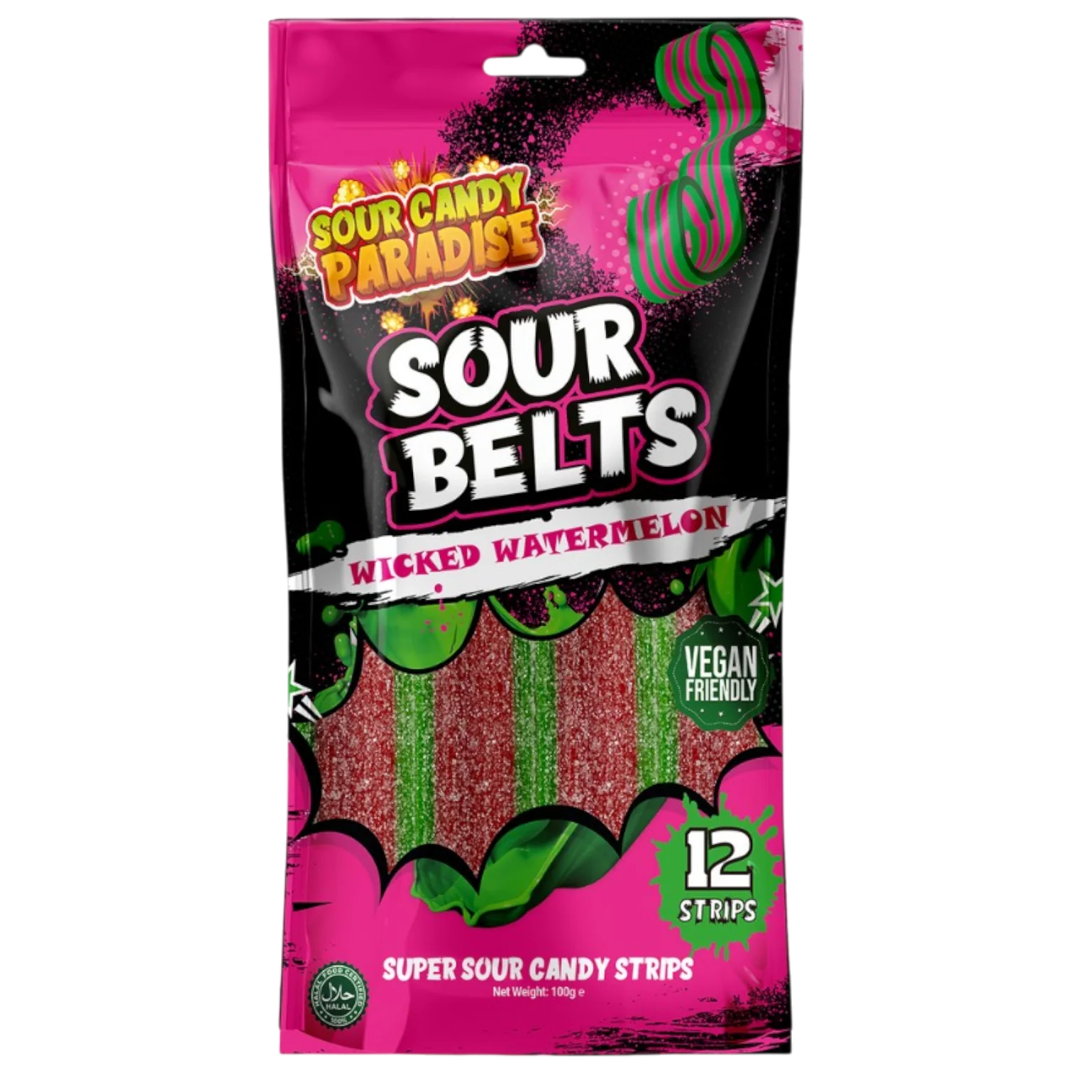 Sour Candy Paradise Sour Belts Wicked Watermelon - 3.5oz (100g)