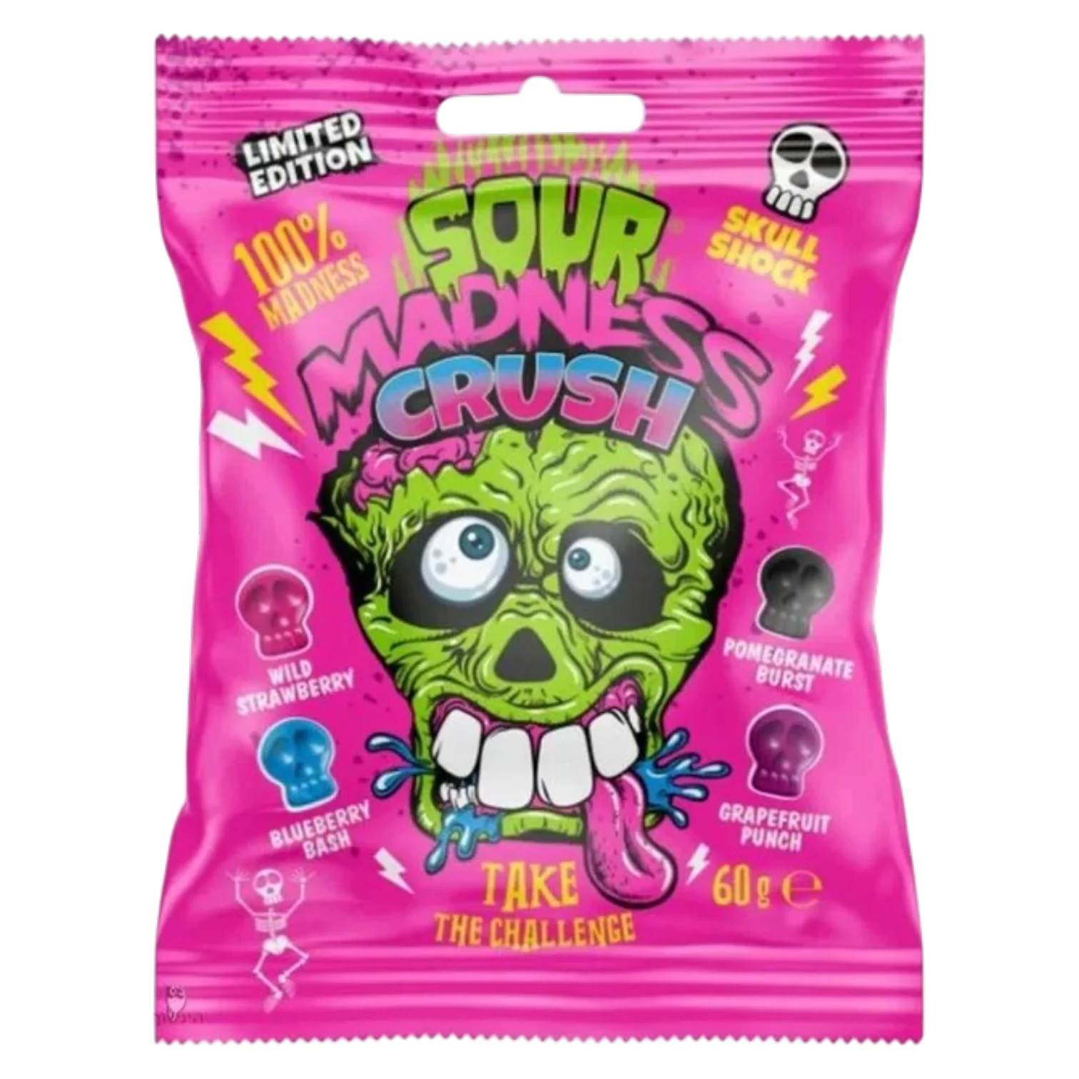 Sour Madness Crush Hard Candy Peg Bag - 2.12oz (60g)