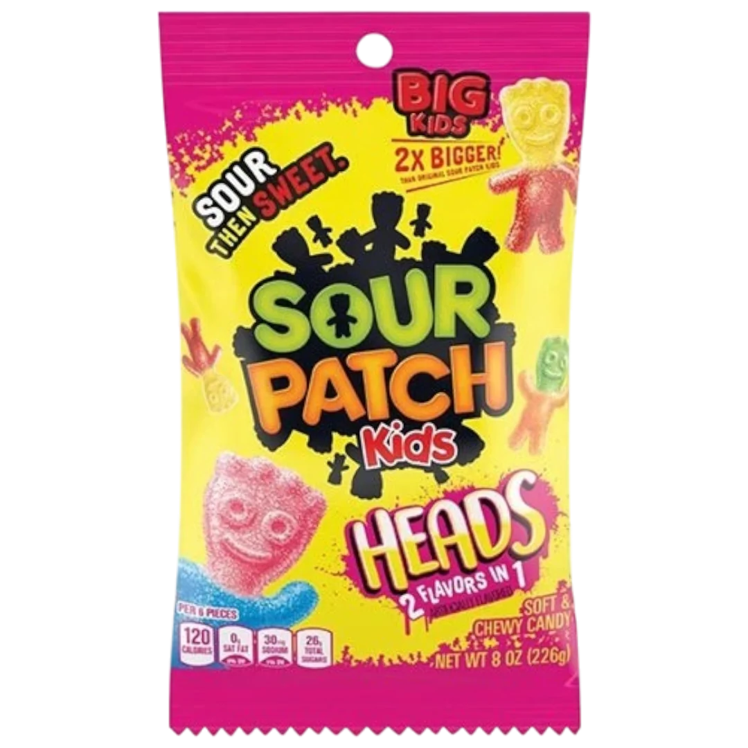 Sour Patch Kids Heads (2 Flavours in 1) BIG BAG - 7.9oz (226g)