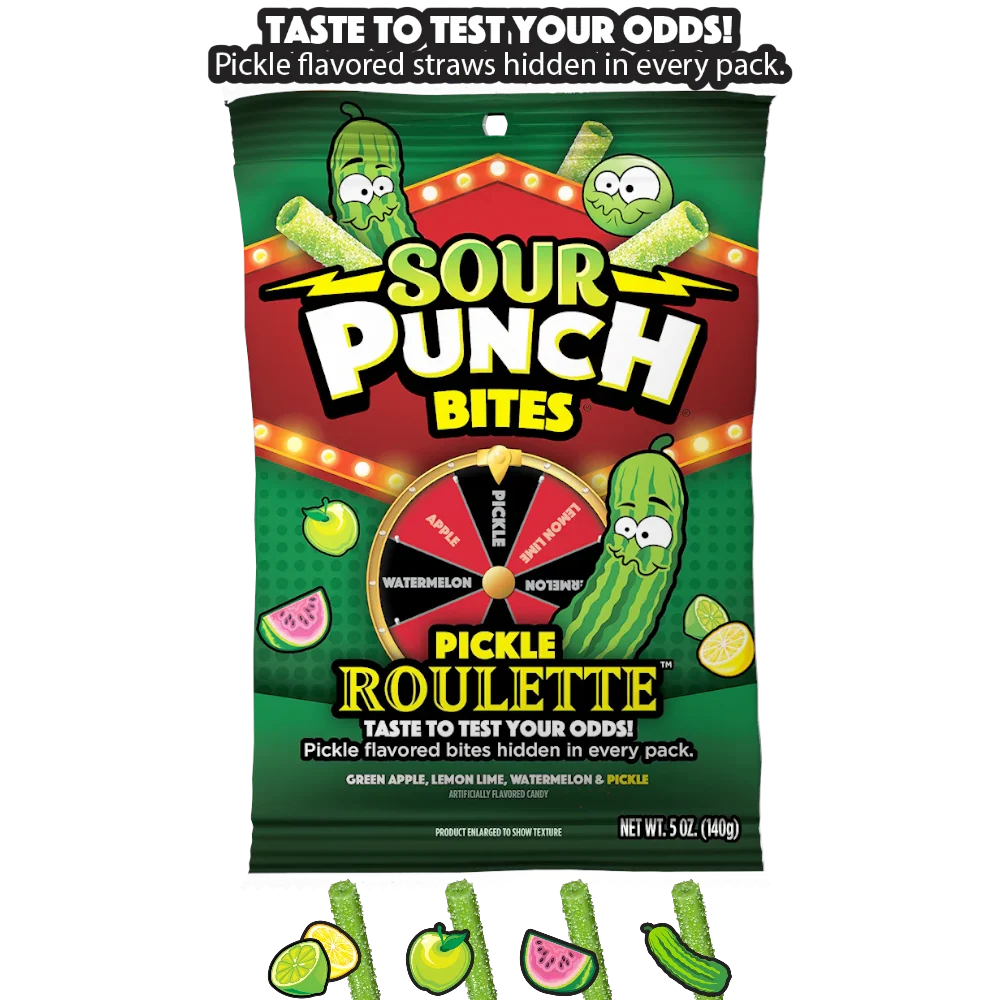 Sour Punch Bites Pickle Roulette Peg Bag - 5oz (140g)