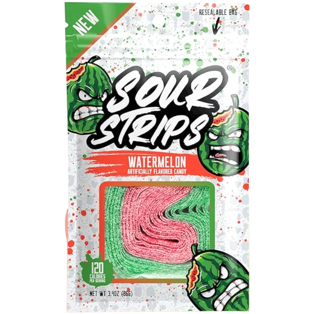 Sour Strips Watermelon Peg Bag - 3.4oz (96g)
