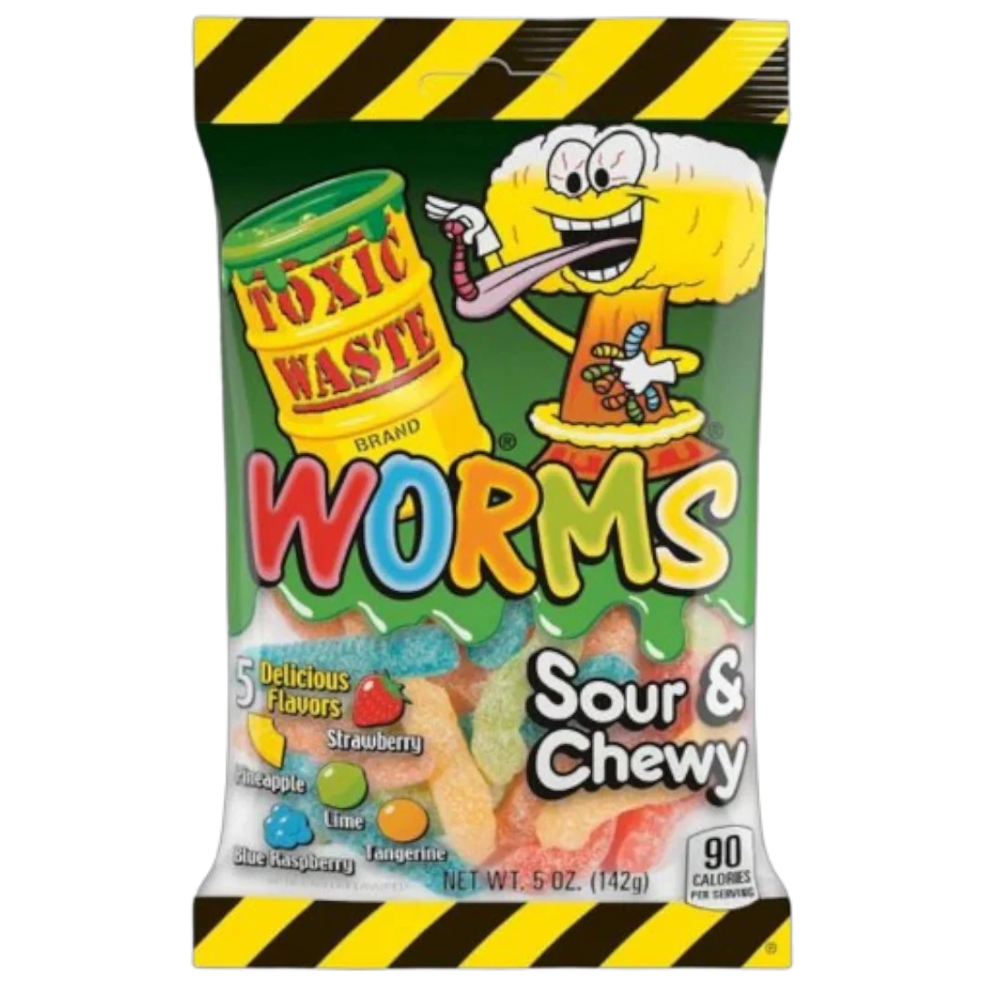 Toxic Waste Sour Gummy Worms Peg Bag - 5oz (143g)