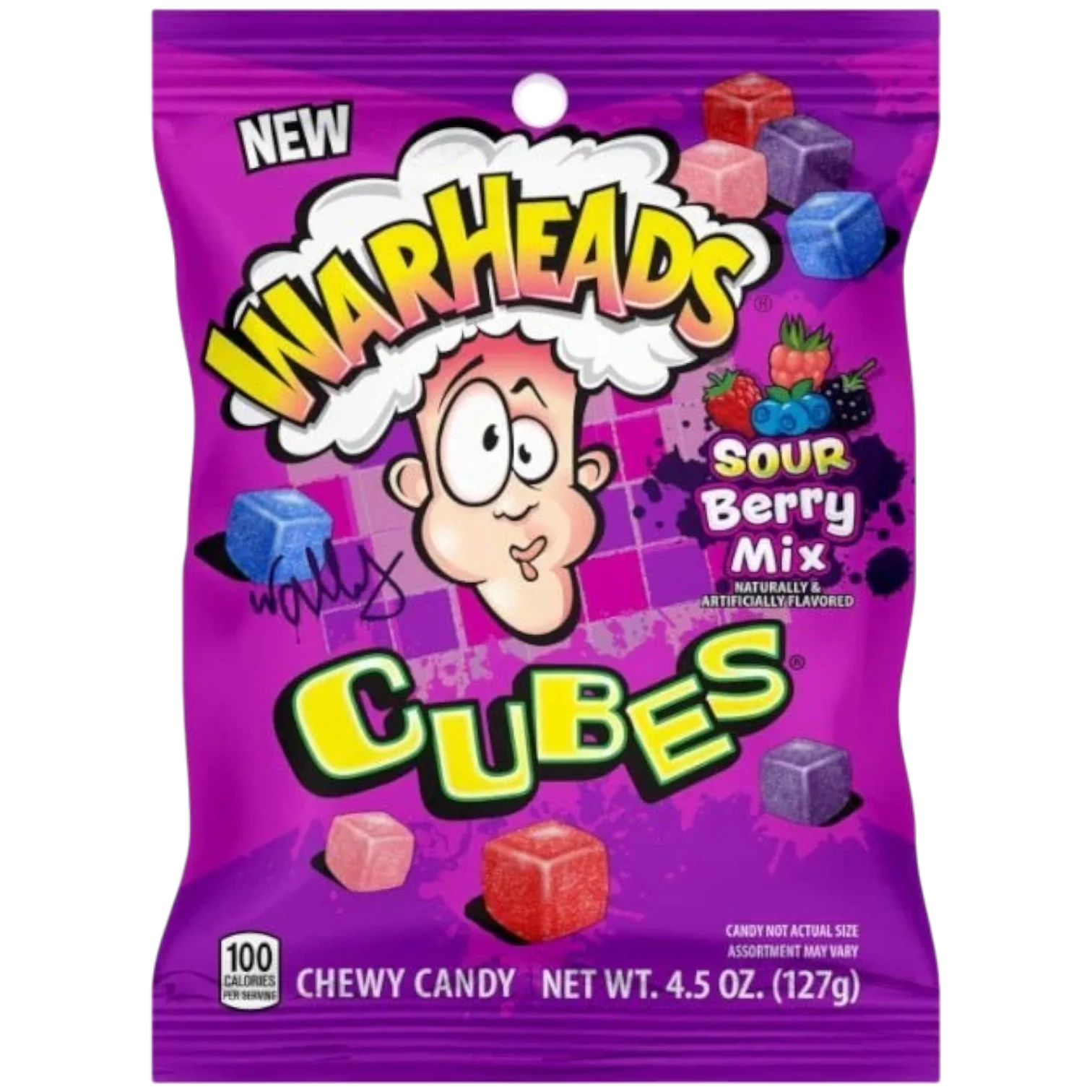 Warheads Sour Berry Mix Cubes Peg Bag - 4.5oz (127g)