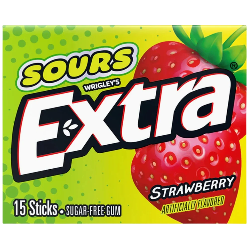 Wrigley’s Extra Sour Strawberry Sugar-Free Gum - (15 Sticks)